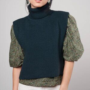 Isabel Marant 100% Merino Wool Megan Sleeveless Sweater Vest Teal Sz S/4